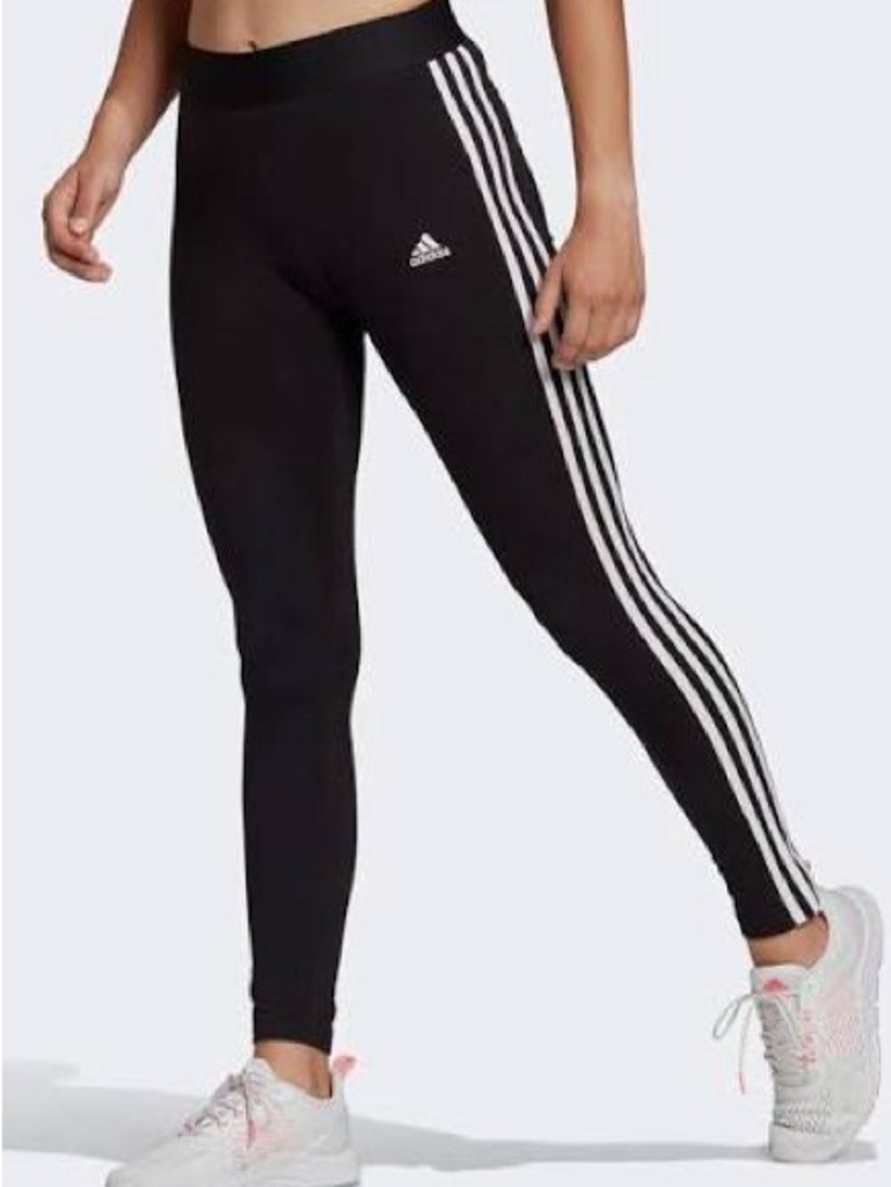 adidas Black Leggings with White 3-Stripes